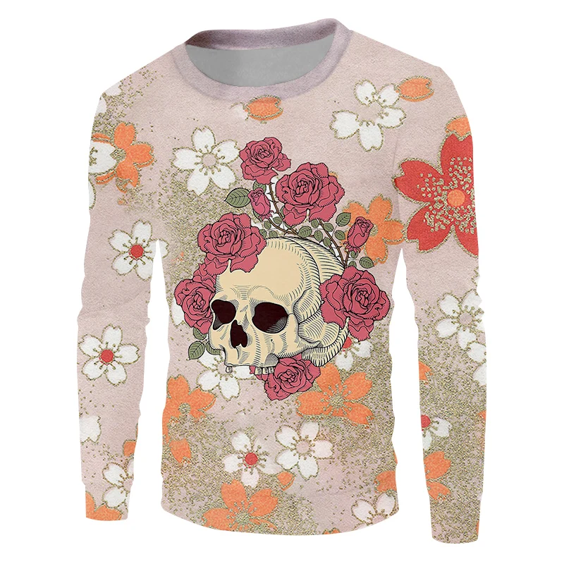 UJWI 3D печатная Красивая венок Толстовка с черепом мужская одежда из спандекса
