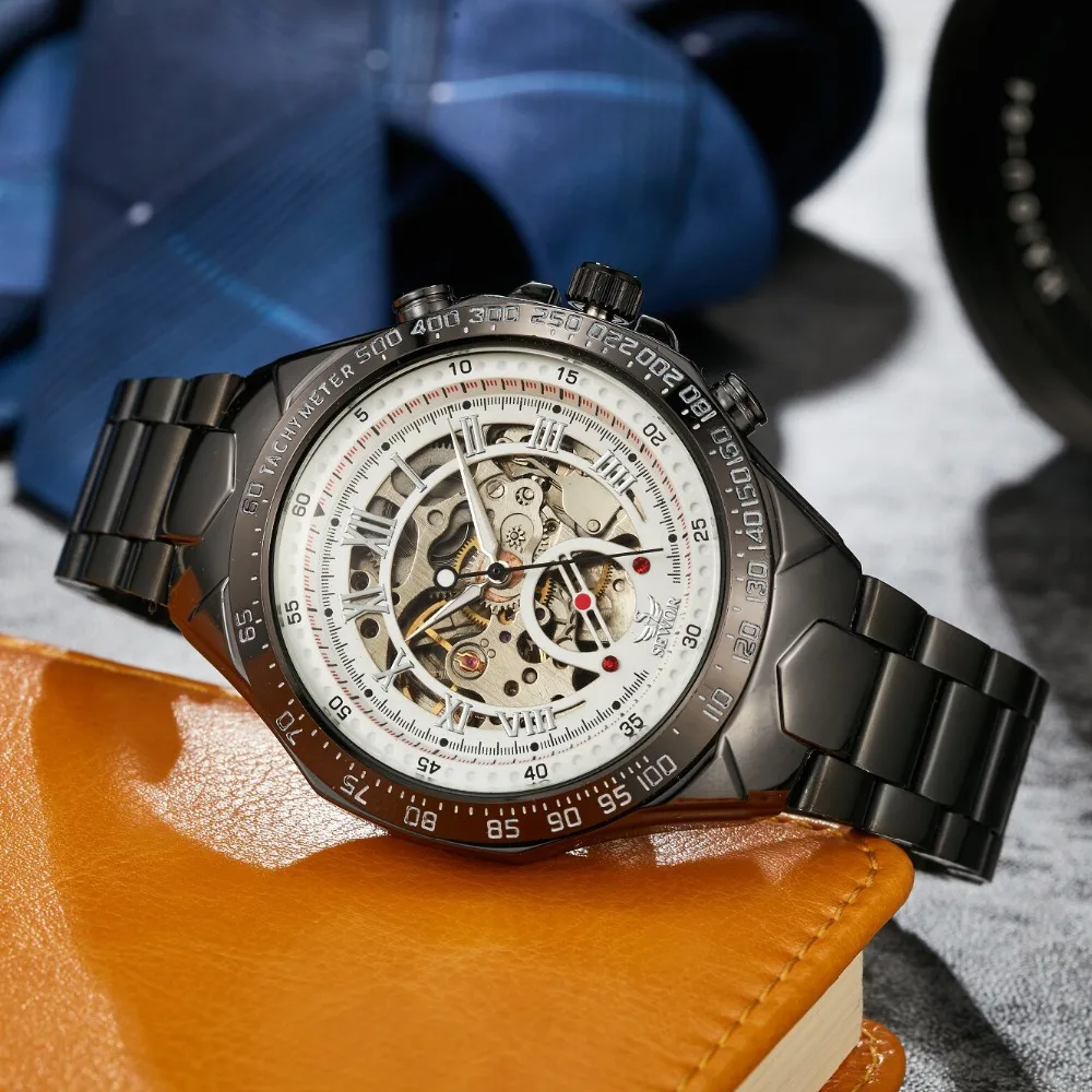 Часы SEWOR мужские механические автоматические с коробкой SWQ58|clock men|clock men stainlessclock