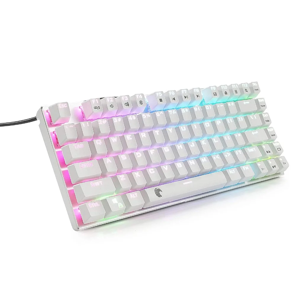 Z-88 TKL механическая клавиатура RGB светодиодный с подсветкой синие переключатели маленькая компактная алюминиевая игровая клавиатура со съемным кабелем, белая