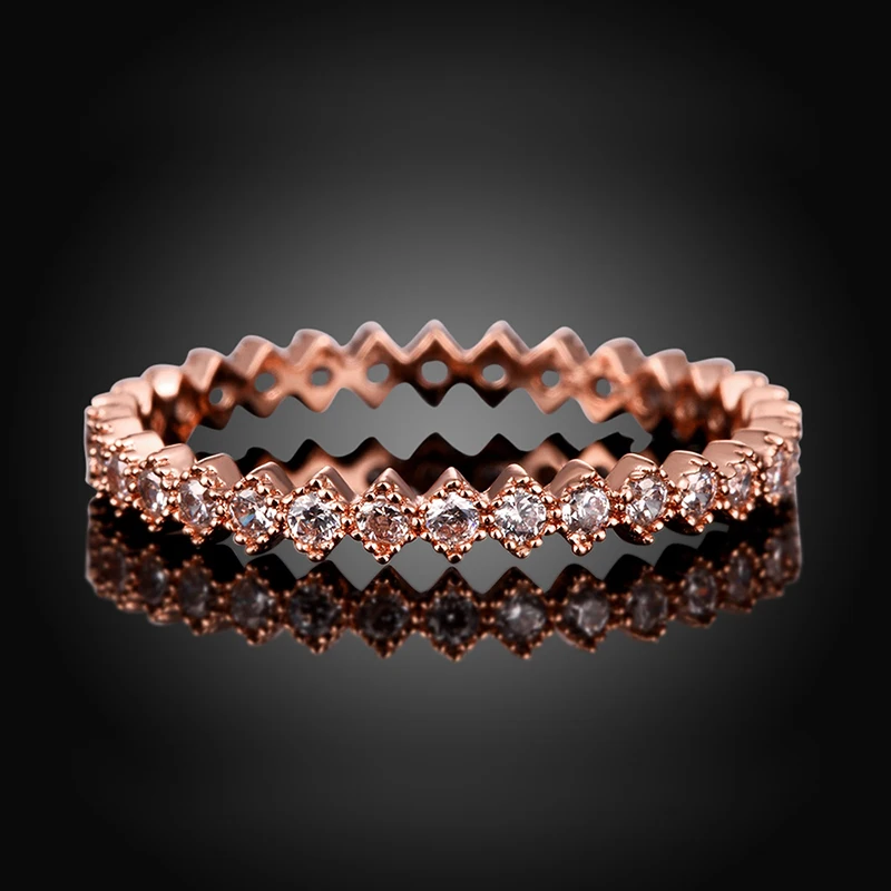 Романтический розовое золото Цвет Свадебные Кольца для Для женщин блестящие