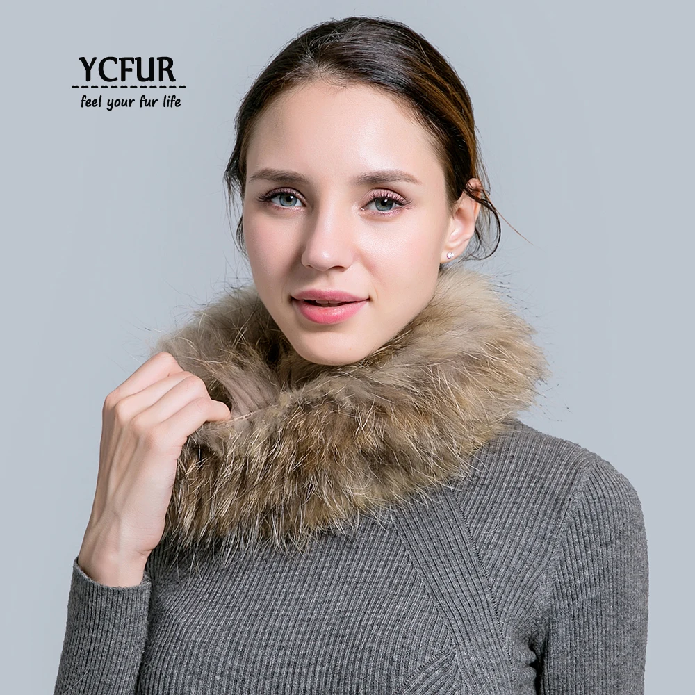 YCFUR, женский шарф, зимний эластичный вязаный шарф из натурального меха лисы, шарфы для женщин, шарф для шеи, женские резинки для волос, резинки для девочек