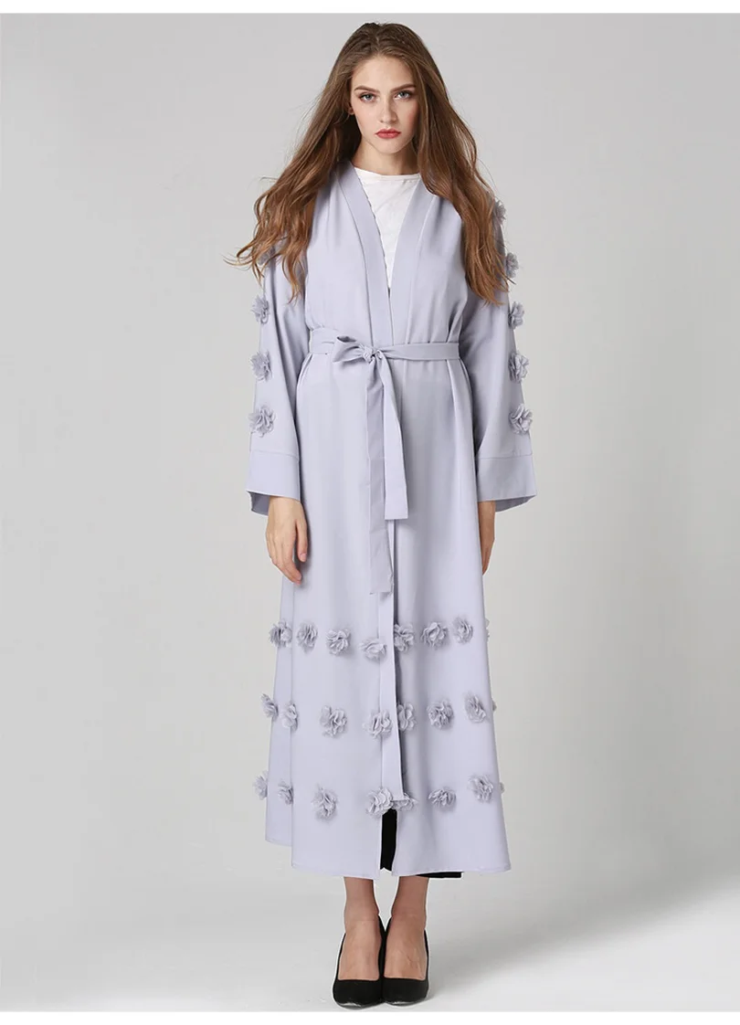 Элегантное мусульманское abaya арабское турецкое платье кардиган с аппликацией в