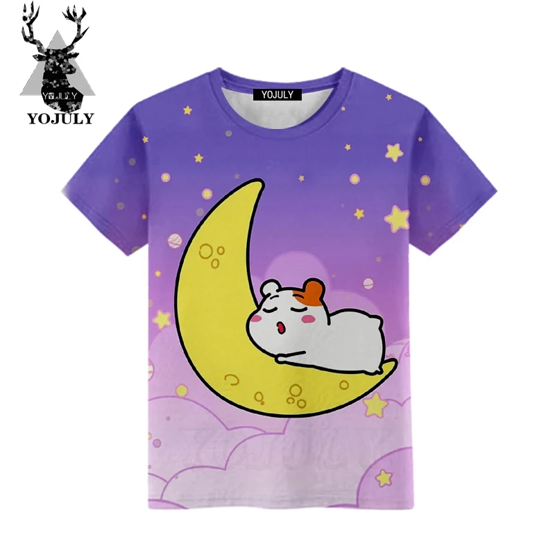 8 YOJULY2019 Hamtaro хомяка harajuku для мальчиков и девочек подростков 3d принтом Футболка с коротким рукавом Симпатичные футболки Модная детская одежда летние A42 - Цвет: 8