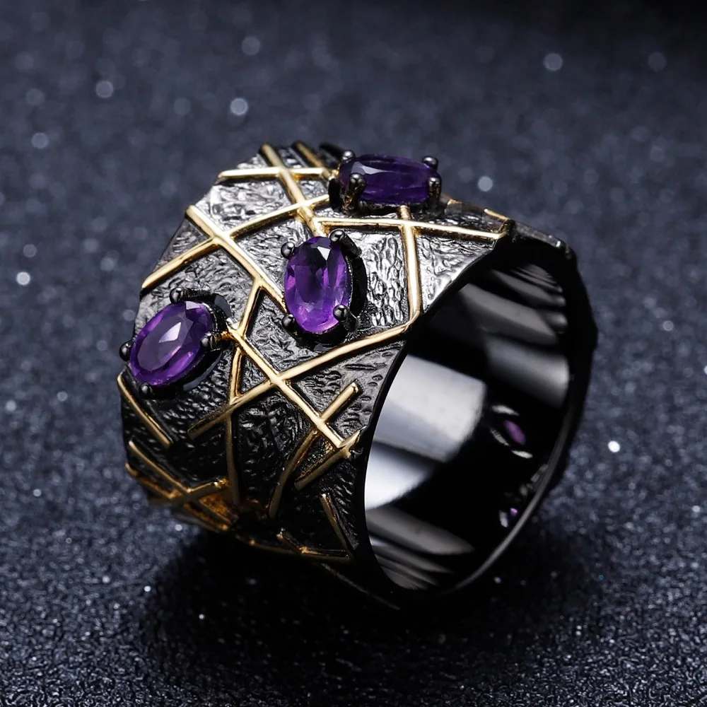 Серьги-подвески из серебра 925 пробы с натуральным аметистом | Украшения и