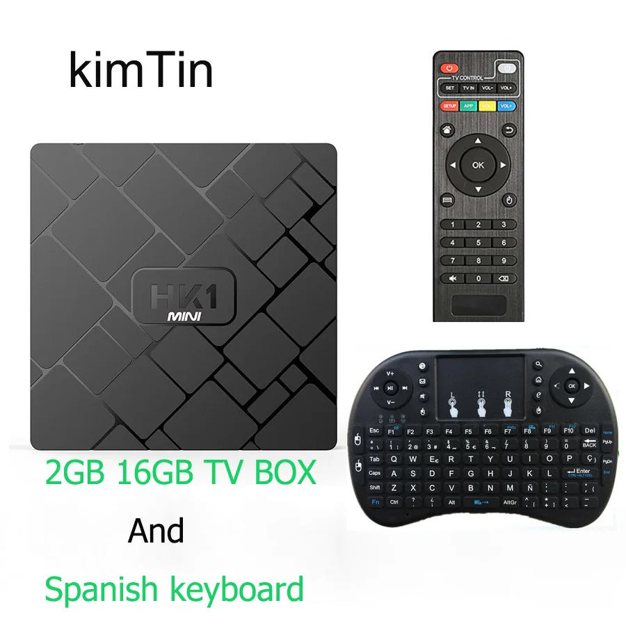 Add Spanish Keyboard Hk1 Смарт ТВ приставка Android 9,0 RK3229 2G 16G телеприставка 4K 1080P 3D H.265 Wifi медиаплеер ТВ приёмник Play Store upgrate 8,1 OS - Цвет: Add Spanish Keyboard