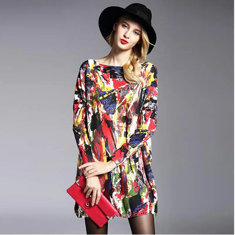 Новейший негабаритный демисезонный трикотаж с принтом свитер для женщин