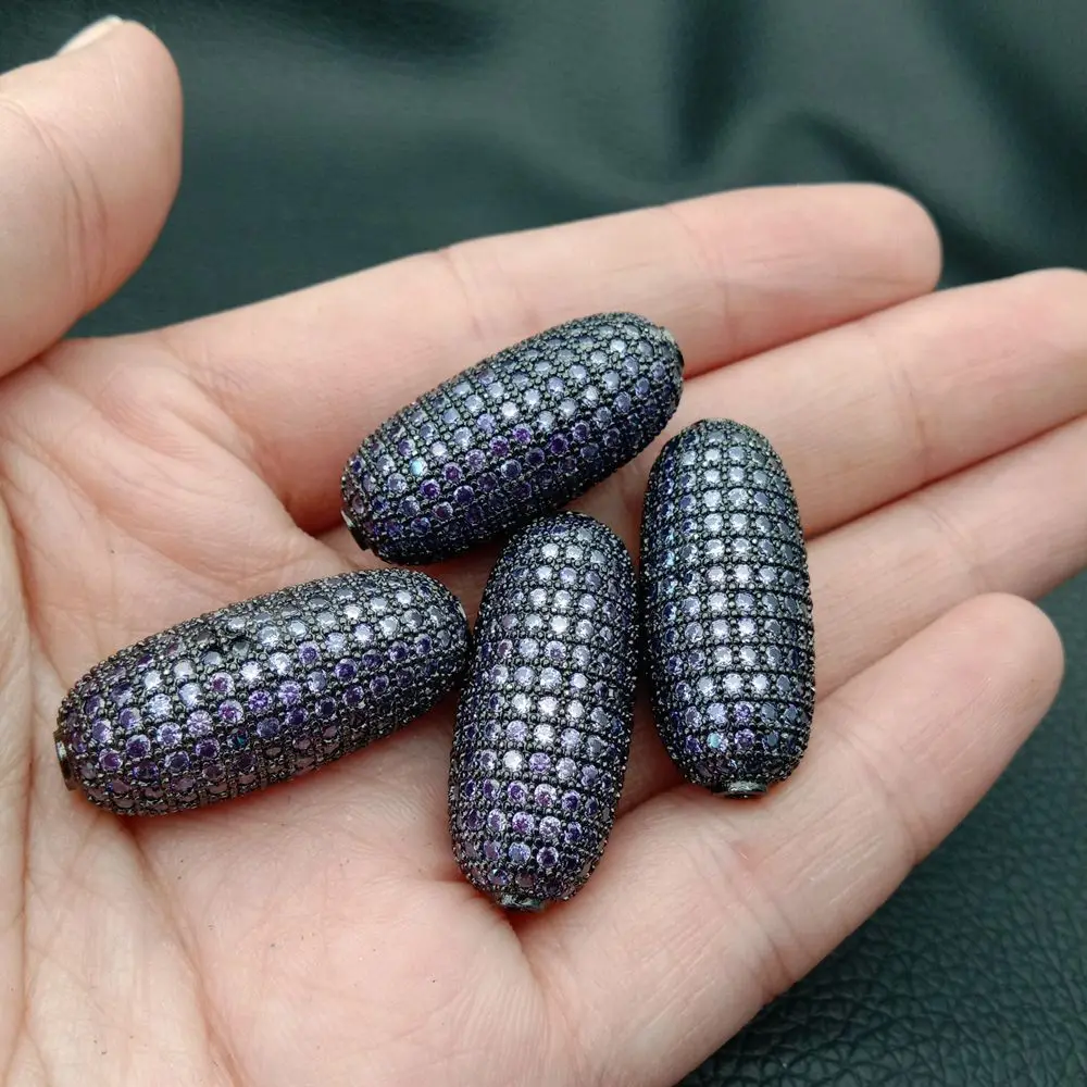 purple 1 шт 11x25 мм позолоченные Cz микро проложить рисовые бусины для изготовления ювелирных изделий - Цвет: purple