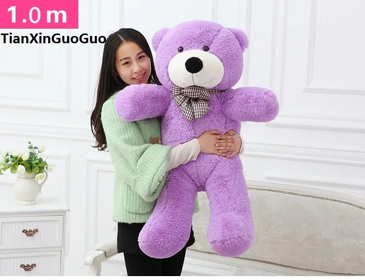 

fillings toy purple Teddy bear plush toy stuffed bear large 100cm soft doll throw pillow Christmas gift b2779
