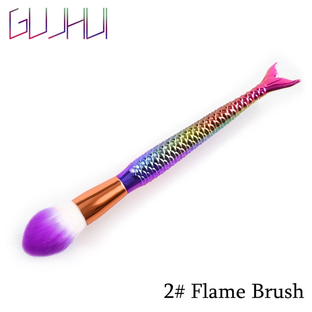 m02 Flame Brush 1 шт. набор косметических средств для макияжа Русалка рыбий хвост Профессиональные кисти для макияжа Тени для век контурная Тональная основа консилер Румяна Кисть - Handle Color: m02 Flame Brush