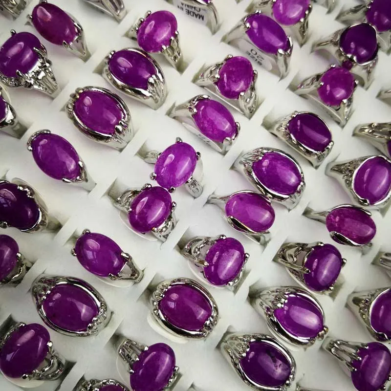 15 шт. модные женские серебряные украшения LB022|purple stone rings|stone rings for womenstone ring |
