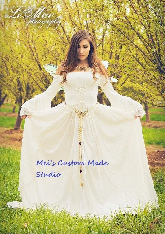 Гвендолин средневековый или Ренессанс Феи бархат и кружева свадебное