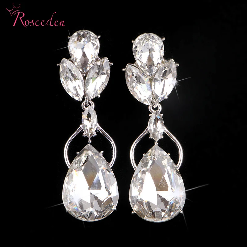 

Высокое качество, шикарные серьги в виде капли воды, свадебные украшения для невесты, серьги с элегантным горным хрусталем flroal, очарователь...