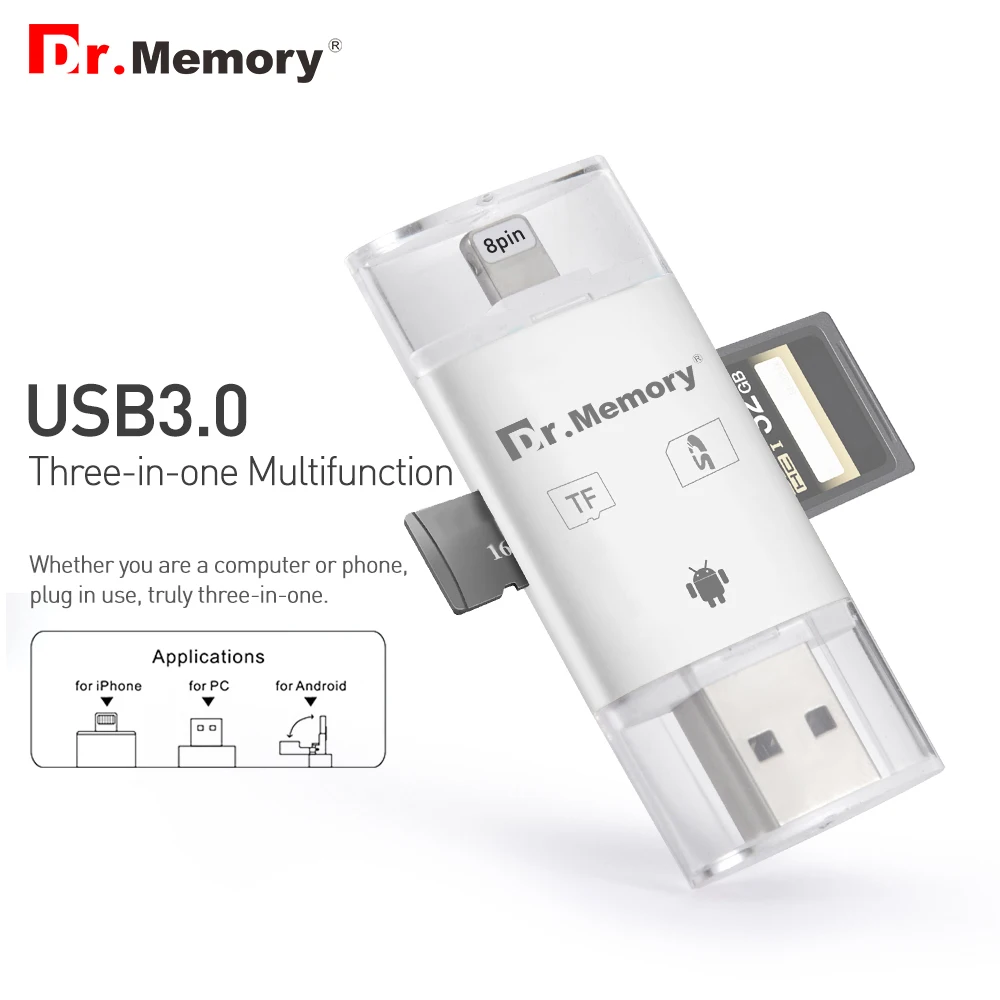 

Dr.memory card reader for Apple iphone 6s 7 plus Pendrive metal Expansion Android phone OTG memory card reader usb3.0