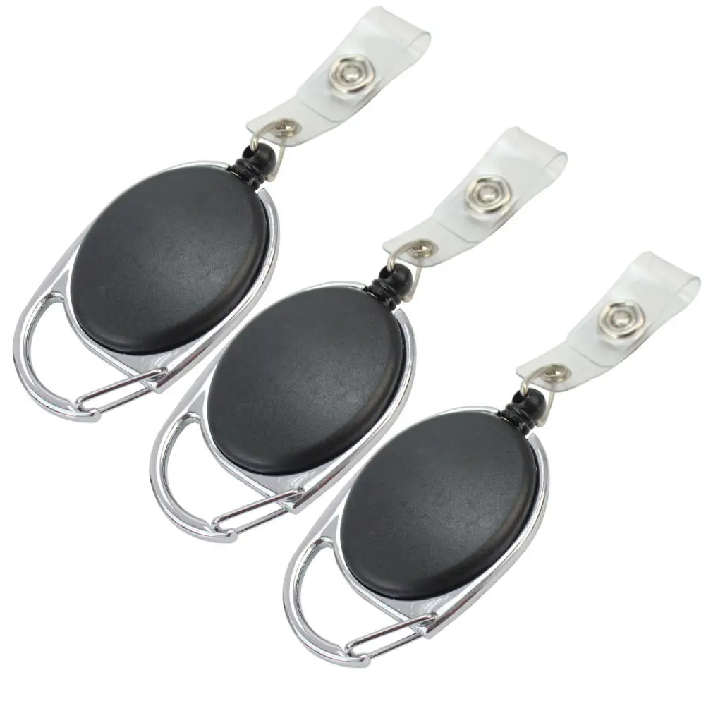 Новинка 2016 черный 3 шт. Выдвижной карабин катушка идентификационный ключ