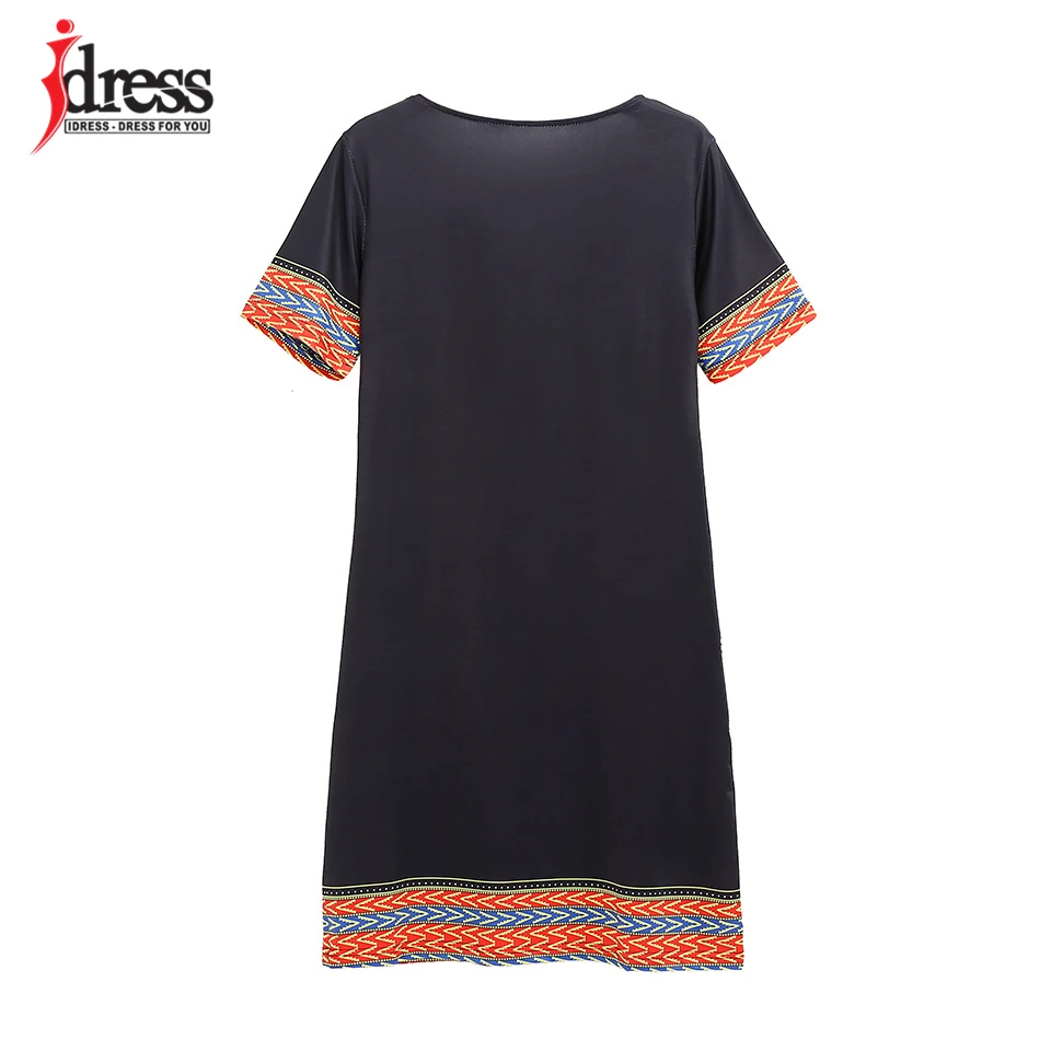 Idress повседневное пляжное платье Лето г. Винтаж платье Для женщин Туника Африканский принт платье-рубашка роковой плюс Размеры Дашики Платье
