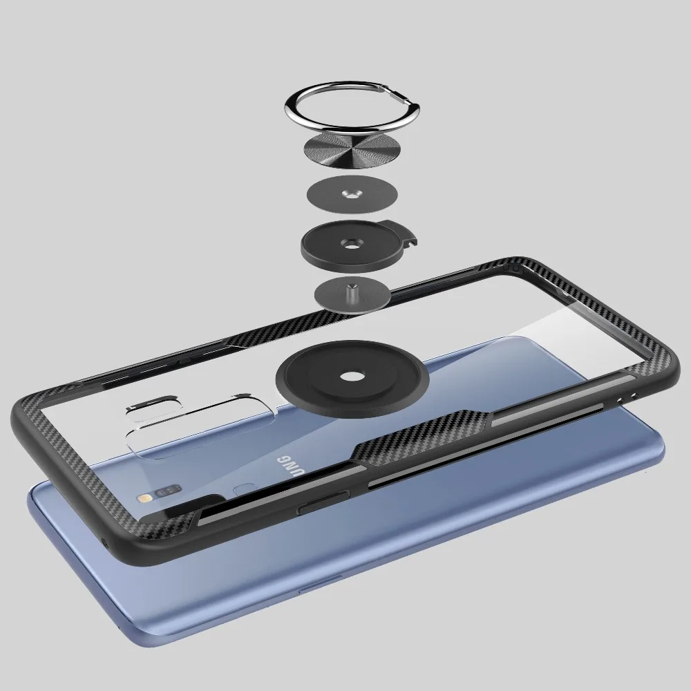 Чехол-подставка с магнитным кольцом для Samsung Galaxy S9 Plus Ультратонкий Прозрачный