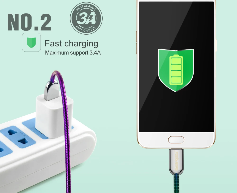 GARAS градиентный металлический пружинный USB кабель Micro usb/type C быстрое зарядное устройство кабель для передачи данных для Xiaomi/huawei/samsung USB-C/USB type-C кабель