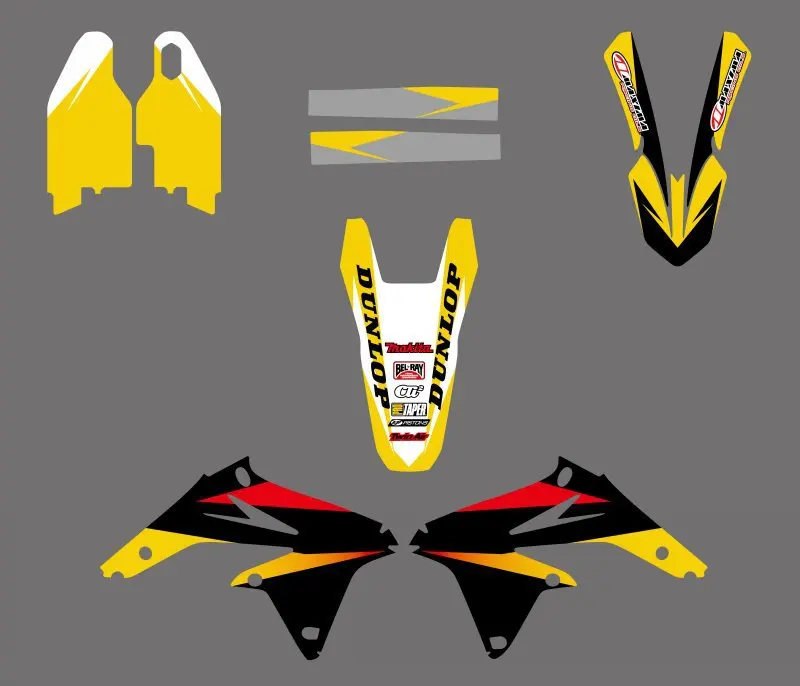 0145 желто белые наклейки с изображением новой команды графические для Suzuki RMZ450 RMZ 450