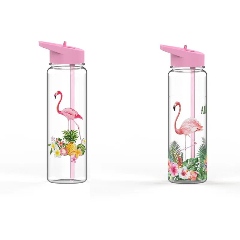 Eco friendly 750ml/25oz 100% Тритан Спортивная мой соломы бутылка для воды с принт Фламинго