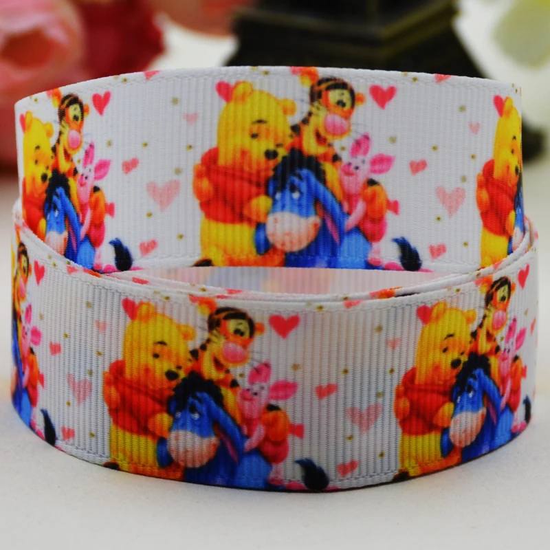 X 02262 7/8 ''(22 мм) вечерние атласные ленты с принтом Винни-медведя из мультфильма 10 ярдов Mul087 - Цвет: X 02262