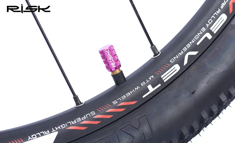 Фиолетовый RISK Mtb/Шоссейный велосипед колпачок клапана алюминиевый 7075 CNC Американский клапан колпачок шины аксессуар для велосипеда 2 шт./лот - Цвет: Фиолетовый