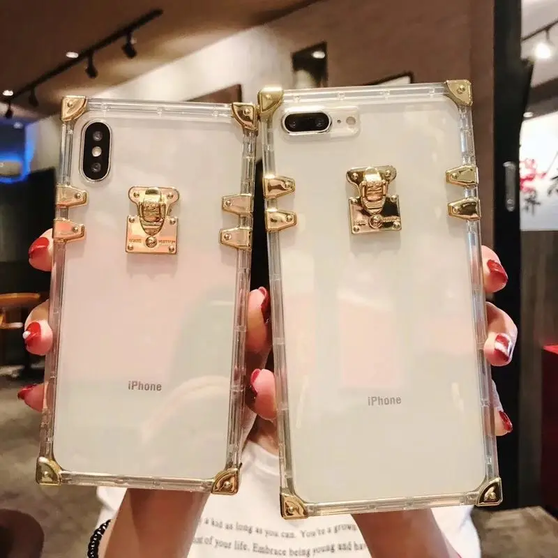 Чехол для Телефона iphone 6 S 7 8 Plus роскошный бренд квадратный ретро металлический