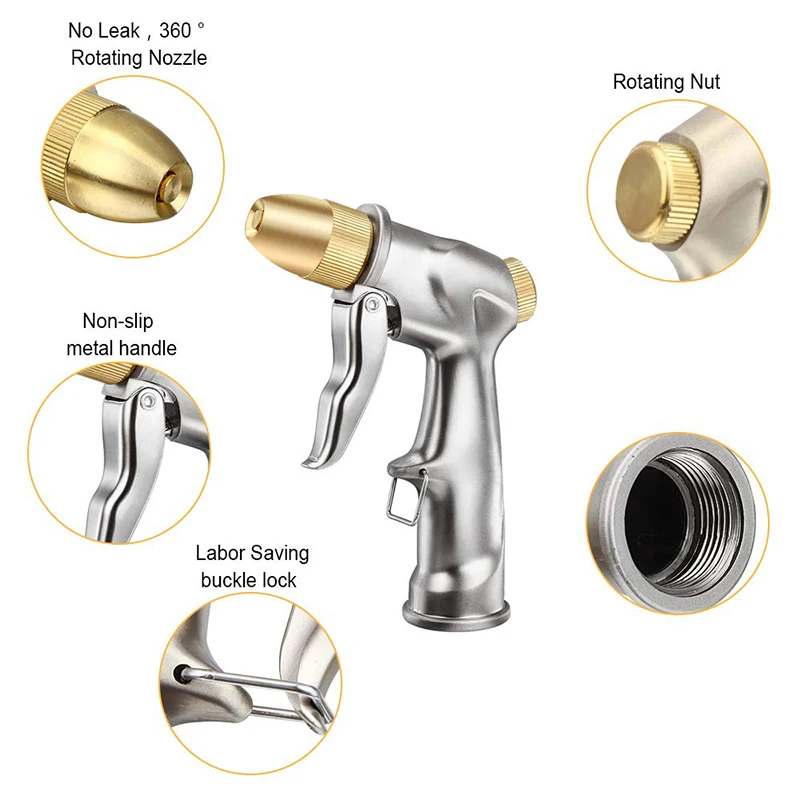 Garden Hose Nozzle Sprayer Gun Heavy Duty Nozzle Leak Proof High Pressure Sprayer in 4 Spraying Modes for Watering Plants& Lawn
