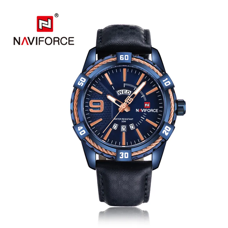 NA9117L01 no box Мужские часы NAVIFORCE, мужские модные водонепроницаемые кварцевые Военные Спортивные часы с календарем из натуральной кожи, мужские часы 9117 - Цвет: NA9117L01 no box
