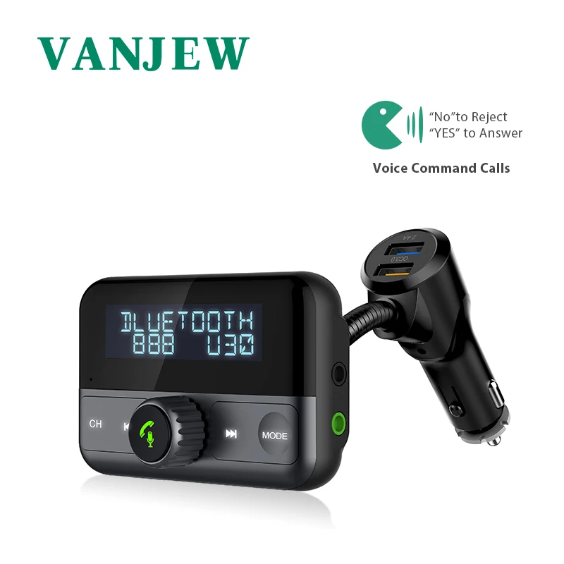 Автомобильный FM трансмиттер VANJEW BT75S дисплей 1 8 дюйма QC3.0 Aux|FM-трансмиттеры| |