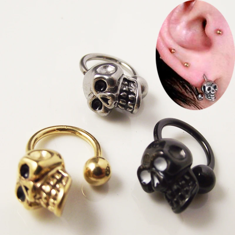 2 Штуки 16G Серьги и сосуд Скелета из нержавеющей стали Нос Скелеты Панк Хеликс Трагус Мужские Серьги Боди Пирсинг Ювелирные Изделия.