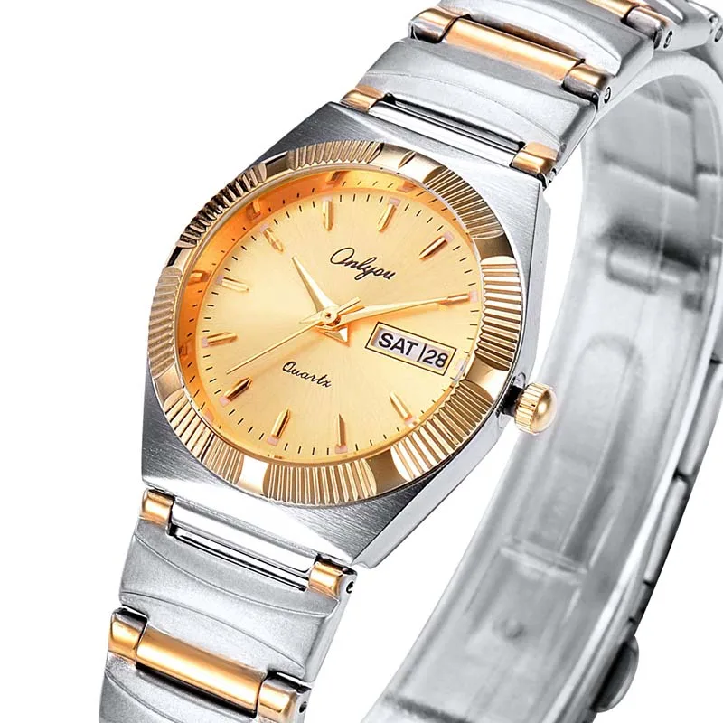 Для женщин Часы золото Нержавеющая сталь женский часы Элитный бренд Бизнес дамы