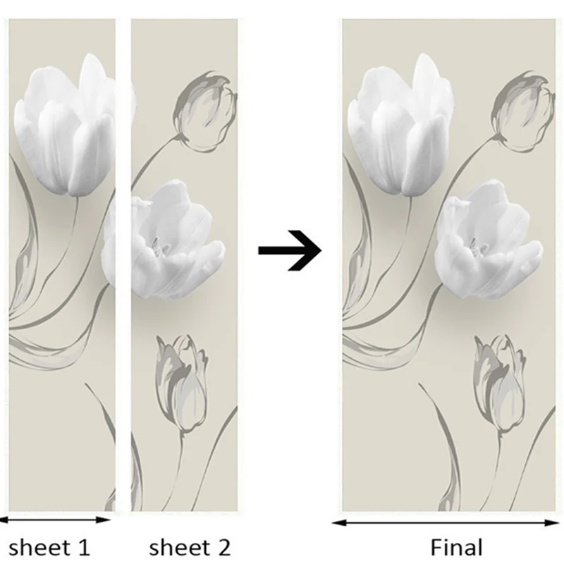 3D плакат с белыми цветами ПВХ водостойкая наклейка на всю дверь креативная s
