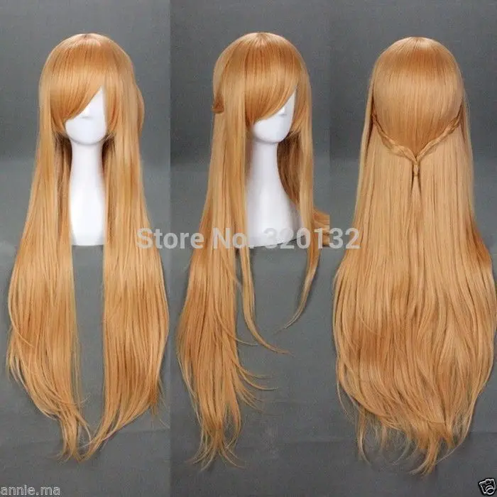parrucca perruque inches 40&quot Light Brown Sword Art Online Asuna Yuuki Cosplay Wig Long Hair wigs Free Shipping |