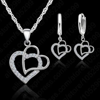 silver jewelry sets set women heart shape pendant necklaceearrings jewelry set for women gift wedding