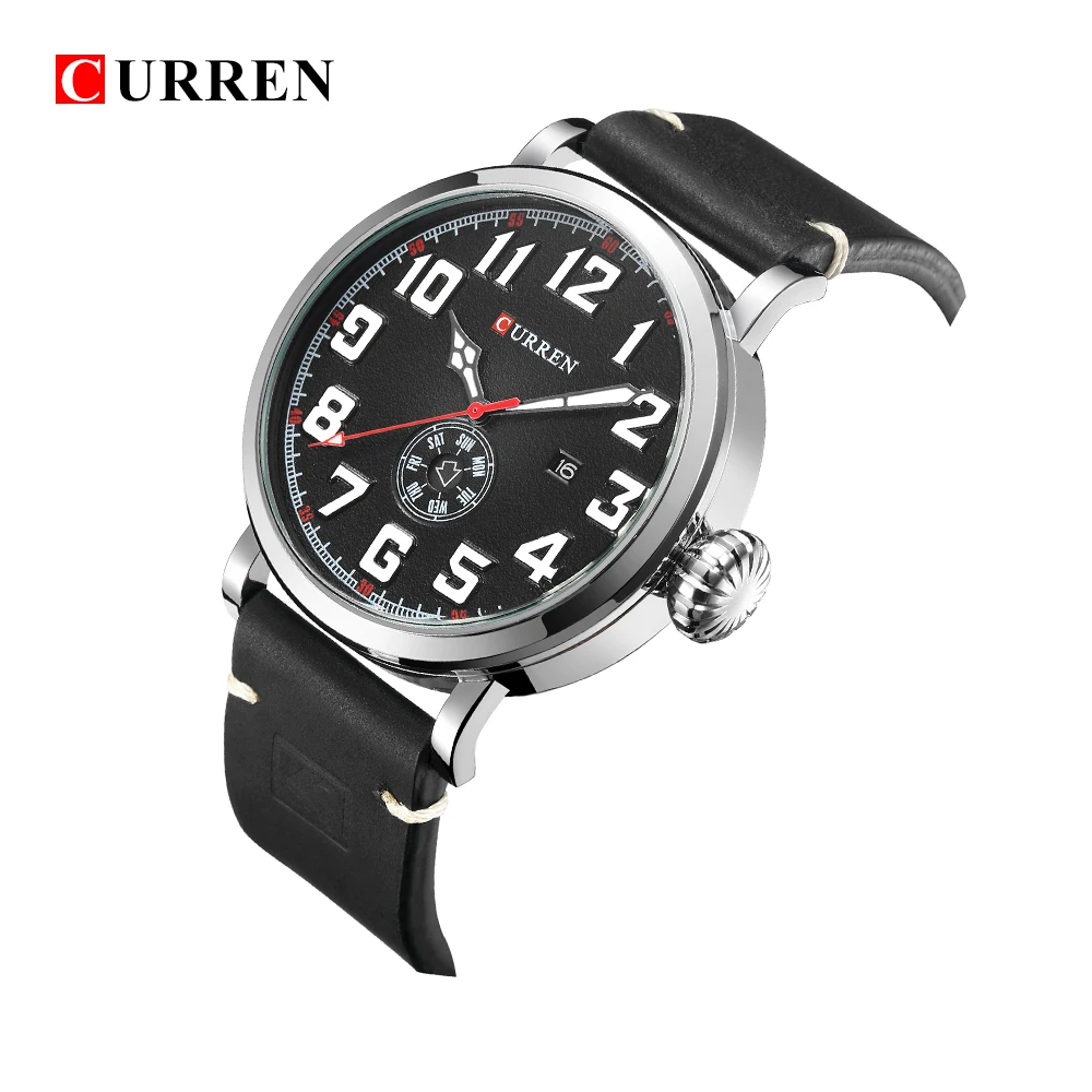 CURREN 8232 мужские часы с датой, топ класса люкс, Брендовые спортивные военные деловые повседневные мужские часы, кожаный ремешок, наручные кварцевые мужские часы