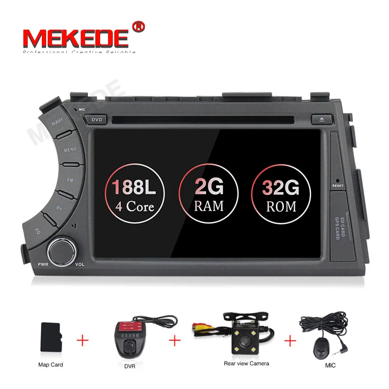 MEKEDE 2din HD 1024X600 четырехъядерный 4 Android 9,1 2G ram автомобильный DVD для Ssang Yong SsangYong Kyron Actyon 2005-2013 gps Радио стерео - Цвет: add DVR camera