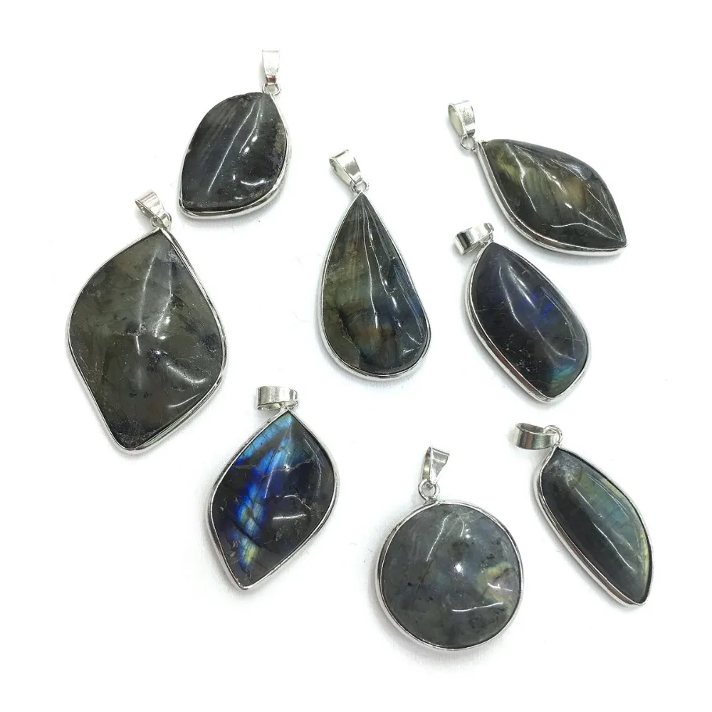 Натуральный Подвески с лабрадоритом для DIY изготовления украшений фурнитура