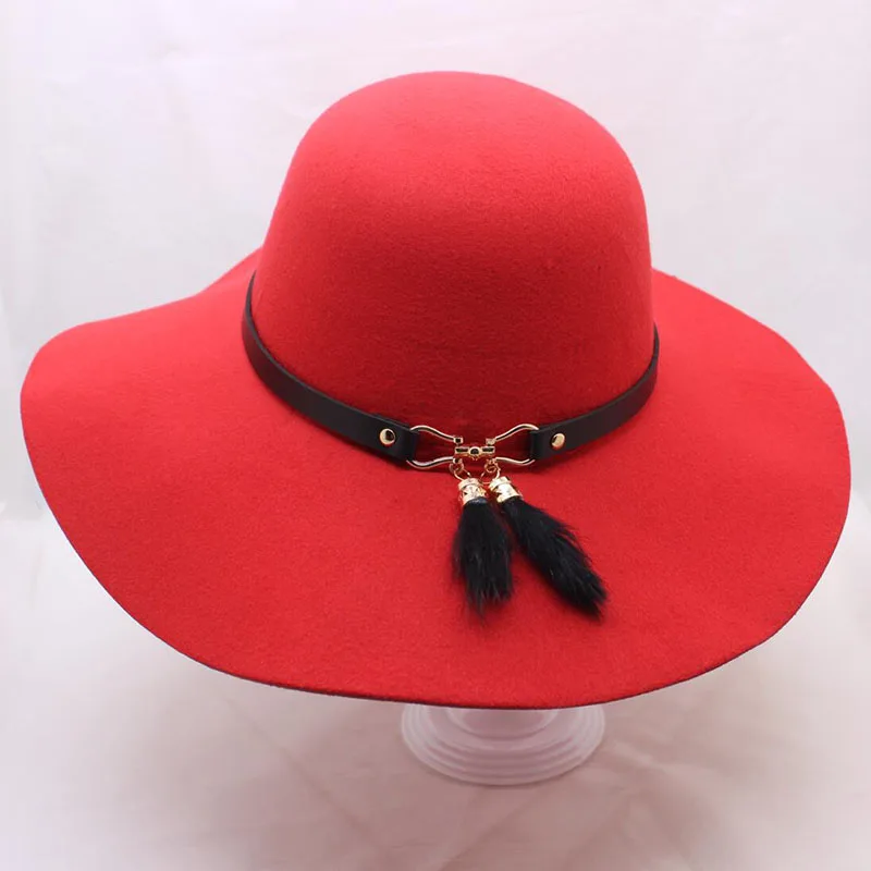 BINGYUANHAOXUAN Chapeau,, повседневная фетровая Кепка с широкими полями, шляпы с куполом, высокое качество, шерстяная широкополая шляпа, женская черная шляпа