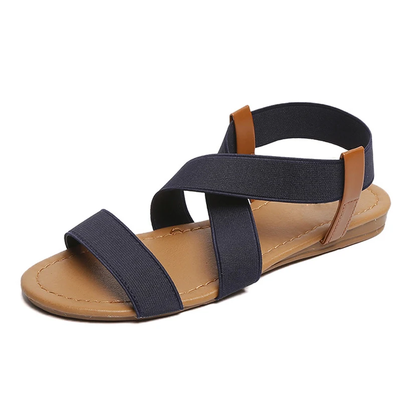 Parkside Wind Rome Women Sandals Retro Casual Shoes Stretch Fabric Beach Sandalias Summer Flat With Shoes Woman XWA3207-45