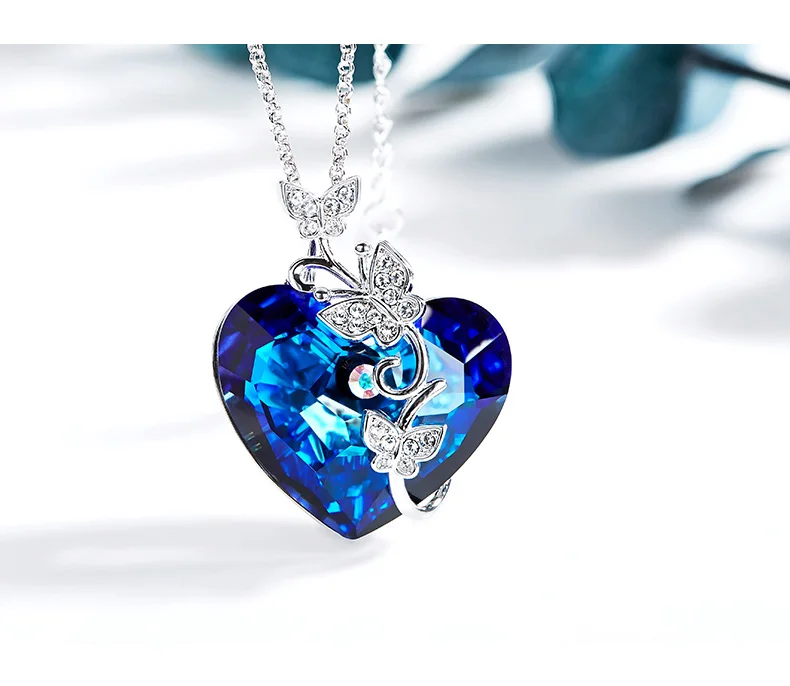 CDE кулон ожерелье украшено кристаллами от Swarovski сердце бабочка ювелирное ожерелье модный изящный драгоценный подарок