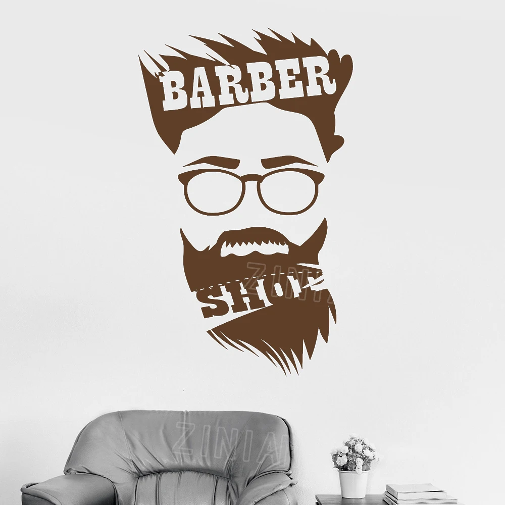 Парикмахерская наклейки для мужчин Декор виниловые настенные Съемный Плакат