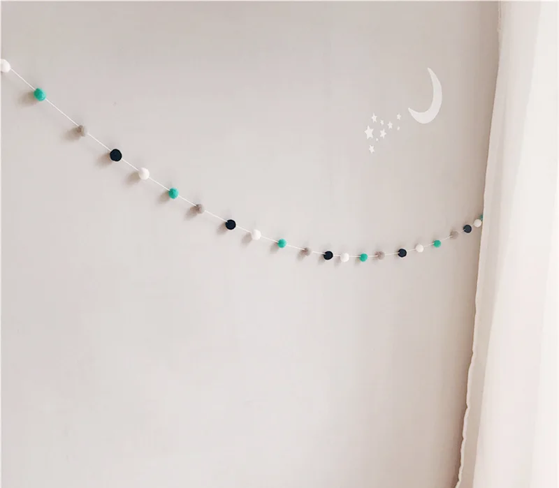 White Green Gray Bla 2,0 м DIY украшение детской комнаты Макарон цвет волос декор из воздушных шаров баннер бамперы для постельных принадлежностей дети украшение для комнаты девочки дети партии флаги - Цвет: White Green Gray Bla