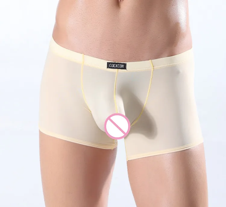 cockcon Ice Silk, для мужчин, сексуальные Сумки Трусики Мужской Ультра-тонкий ствол с заниженной талией сексуальные прозрачные трусы