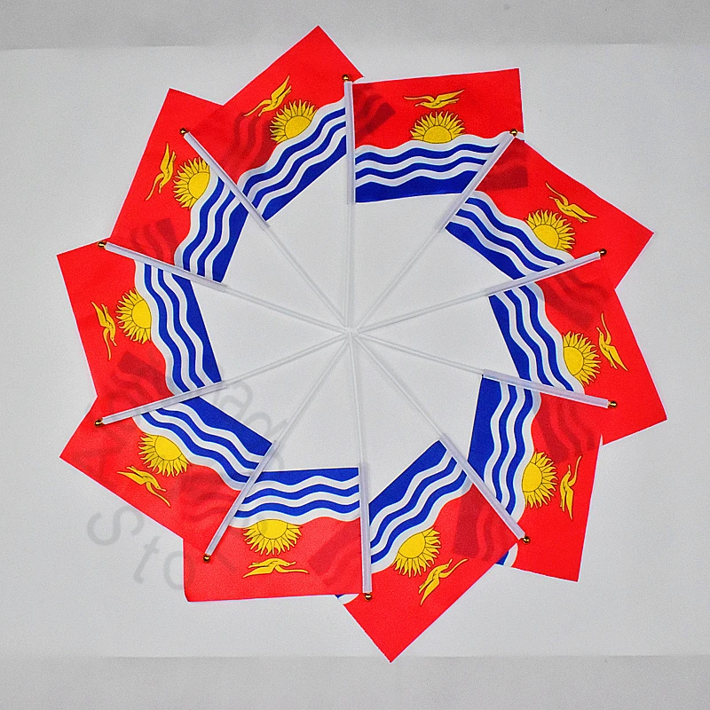 Kiribati 14*21 см 10 шт. флаг-баннер ручной машущий флаг для встреч парадов искусственная