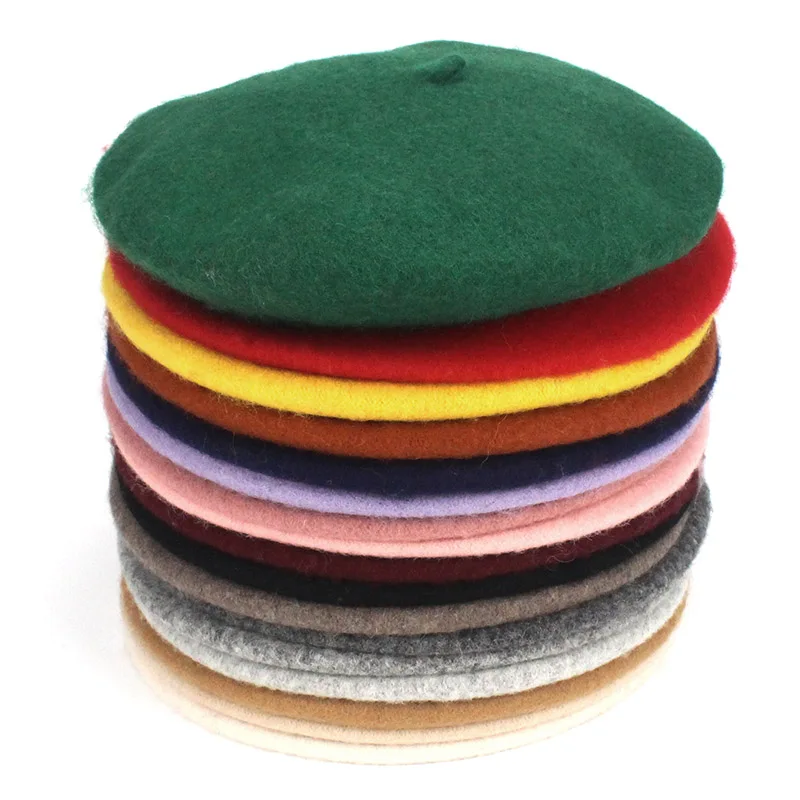 Осенне зимняя шапка береты из натуральной шерсти кашемировые женские Теплые