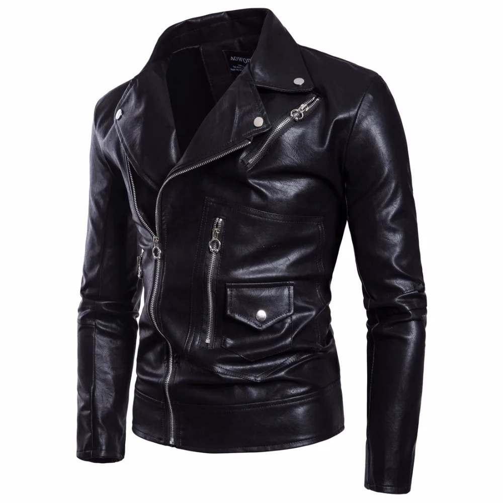 

Leather Jacket Coats Men Fashion Black PU Locomotive Jacket Parka Casual Clothing Top Quality Faux Leather Overcoat Male M-5XL