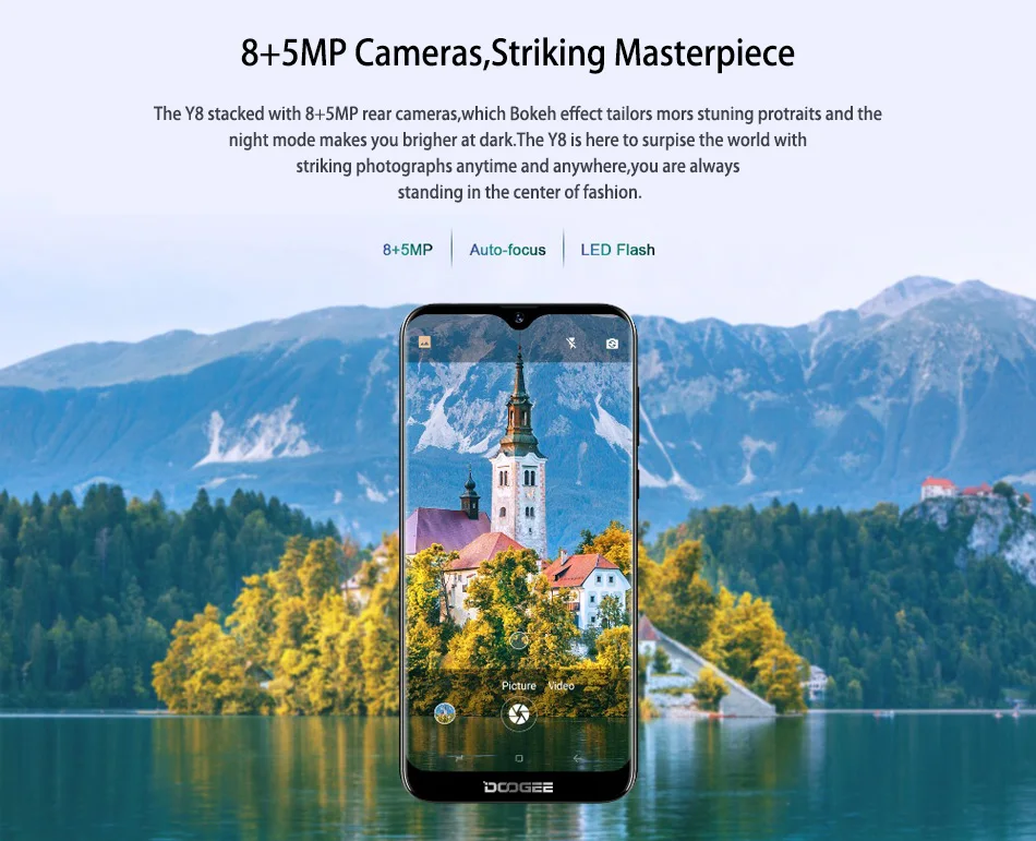 DOOGEE Y8 Android 9,0 MTK6739 четырехъядерный смартфон 6,1 дюймов FHD 19:9 8 Мп+ 8 Мп 3 Гб 16 Гб 3400 мАч 4G LTE мобильный телефон