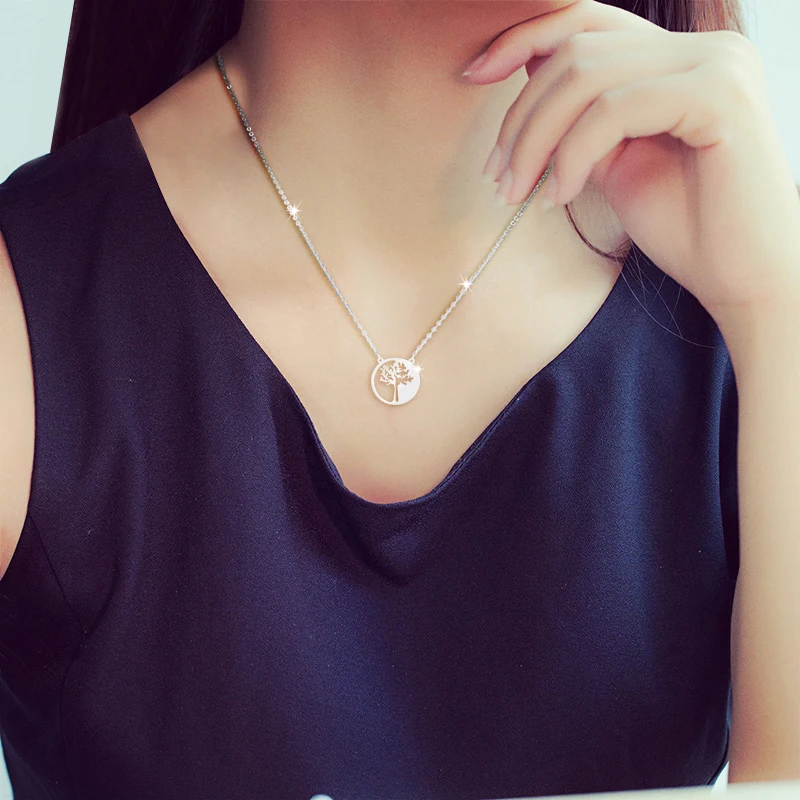 Angel Caller 925 Sterling Silver Pendant Necklace Family Tree of Life with Link Chain Trendy Jewelry for Women CYD014 | Украшения и