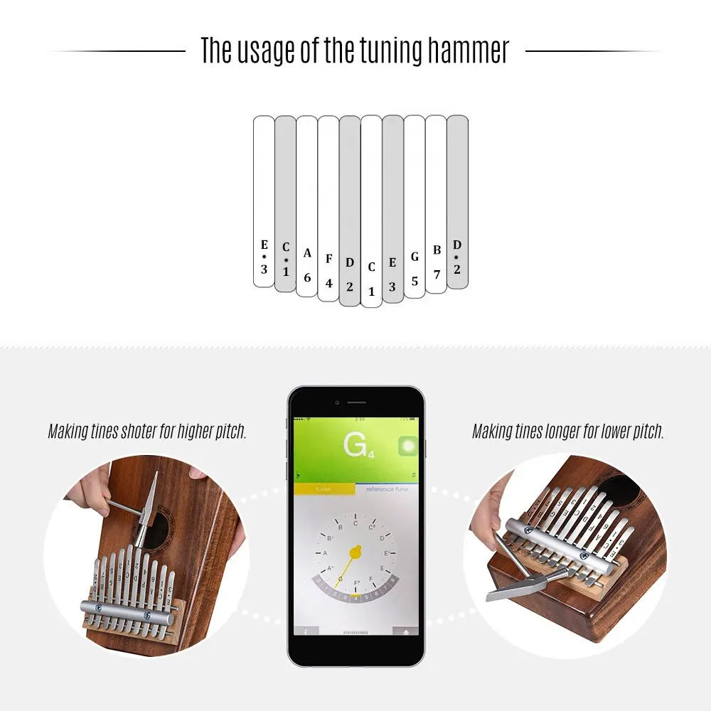 Ammoon 10 клавишное пианино для большого пальца Kalimba Mbira Sanza Гавайский КоА из твердой