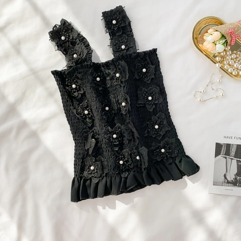 2019 Новый Модный женский жилет трехмерный цветок кружева вышивка бисером
